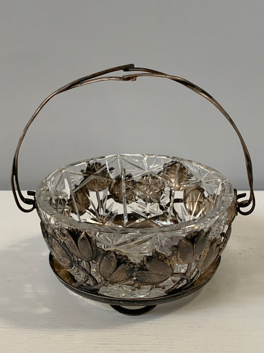 Cukiernica kryształowa HEFRA Resovia, plater, wzór tulipany