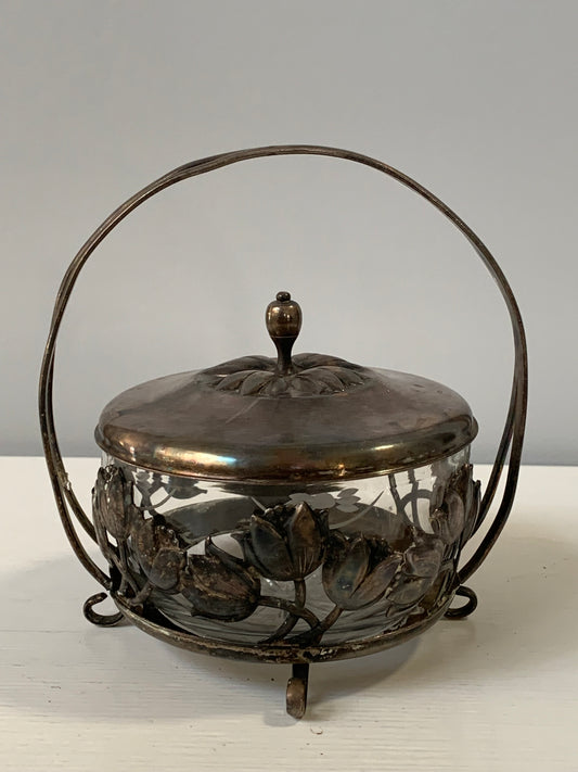 Cukiernica HEFRA Resovia z pokrywką posrebrzana