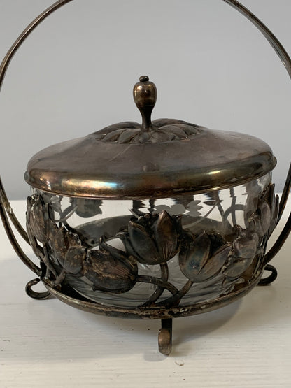 Cukiernica HEFRA Resovia z pokrywką posrebrzana