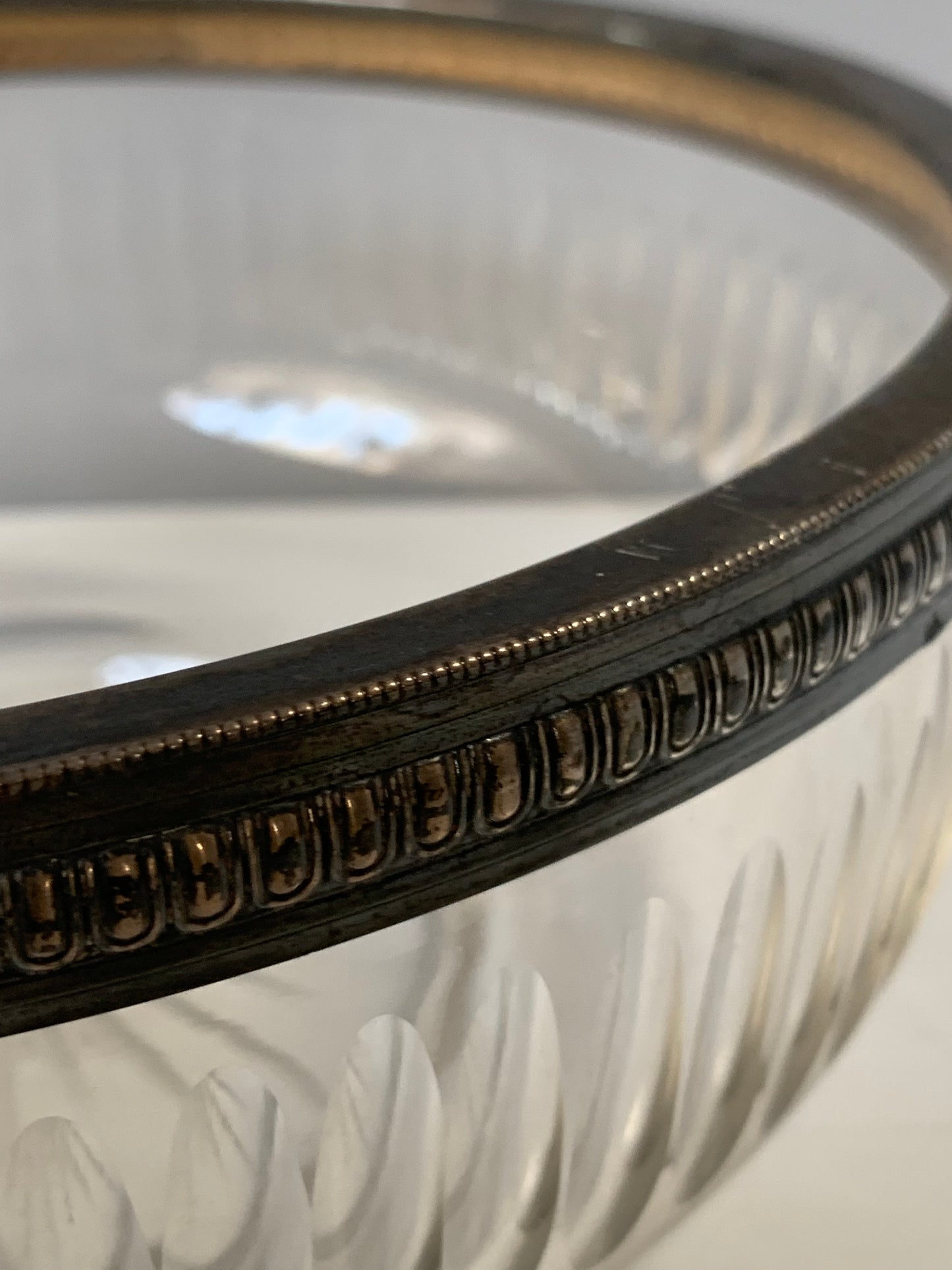 Misa kryształowa zabytkowa, obręcz srebro