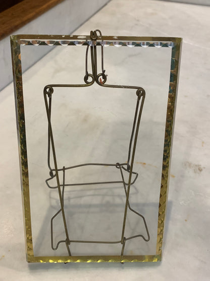Ramka secesja, szybka fazowana, stojak druciany, lata 20-te XX wieku