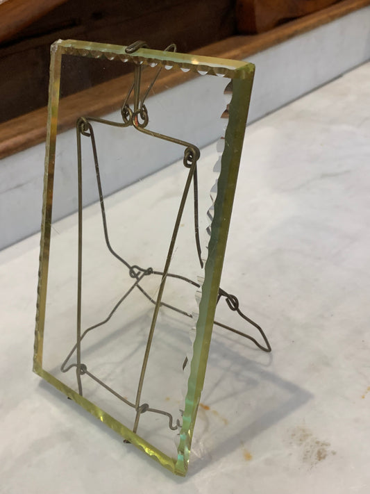 Ramka secesja, szybka fazowana, stojak druciany, lata 20-te XX wieku