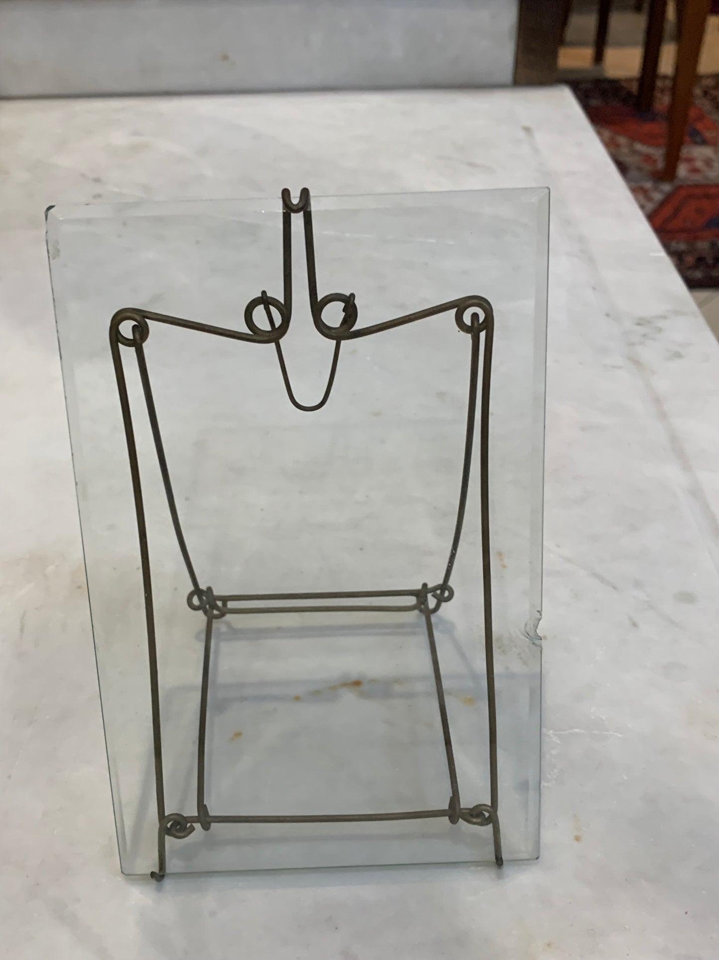 Art Nouveau frame, beveled glass, wire stand, 1920s