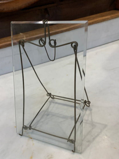 Art Nouveau frame, beveled glass, wire stand, 1920s