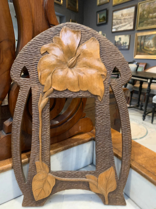 Ramka drewniana, secesja, rzeźbiona, rękodzieło