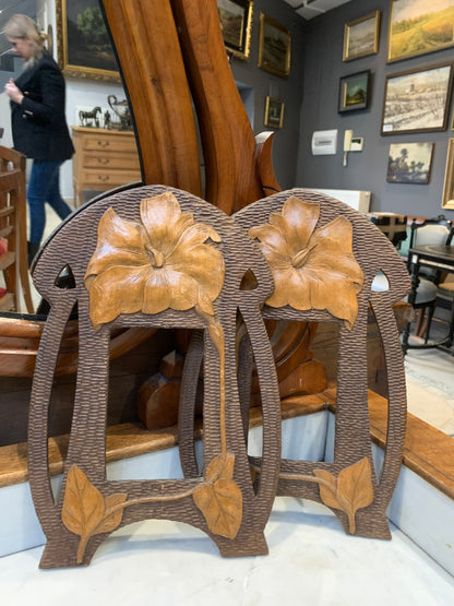 Ramka drewniana, secesja, rzeźbiona, rękodzieło