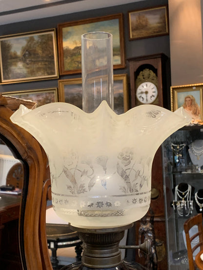 19th/20th century column oil lamp by HA Brenner 