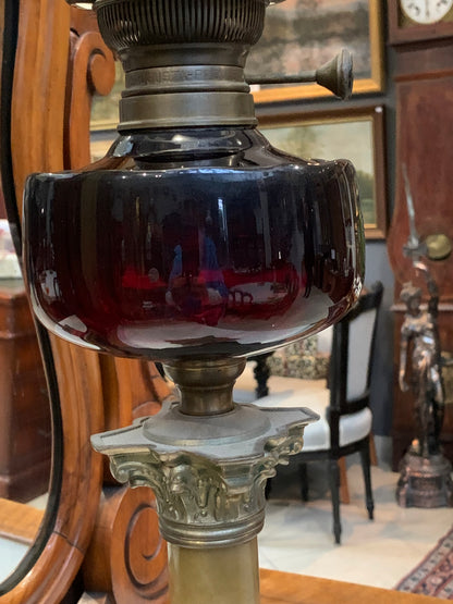 19th/20th century column oil lamp by HA Brenner 