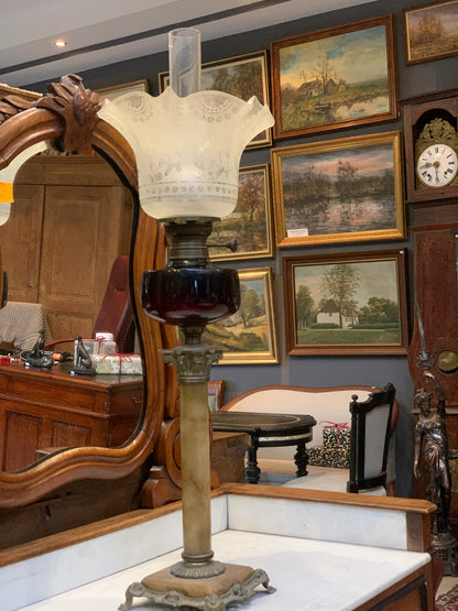 19th/20th century column oil lamp by HA Brenner 