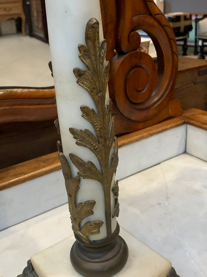 19th/20th century columnar oil lamp, signed Brenner