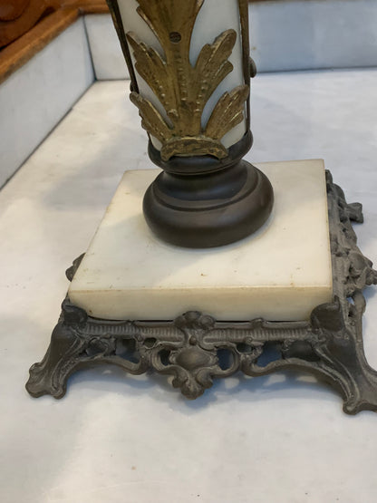 19th/20th century columnar oil lamp, signed Brenner