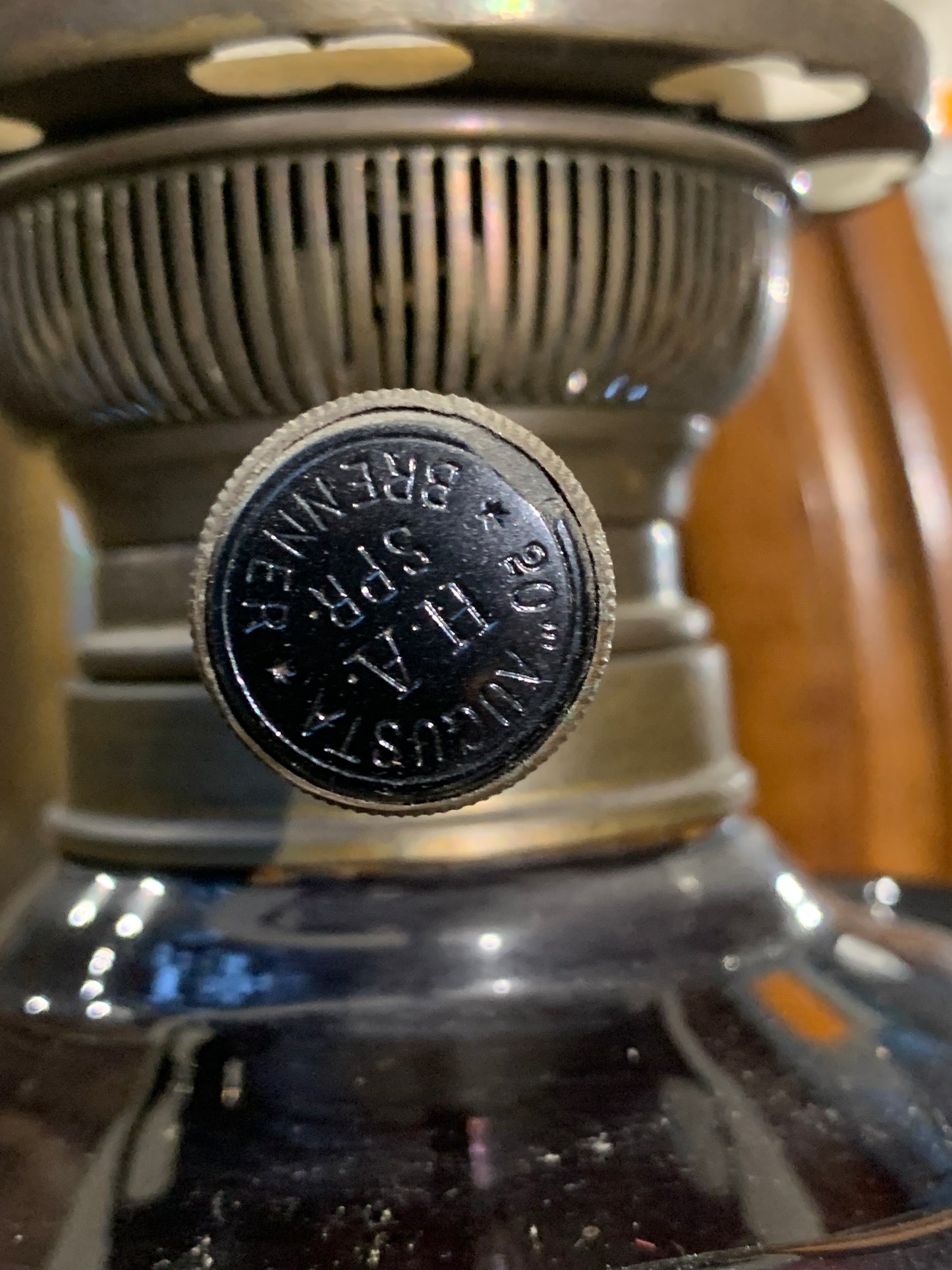 19th/20th century column oil lamp by HA Brenner 
