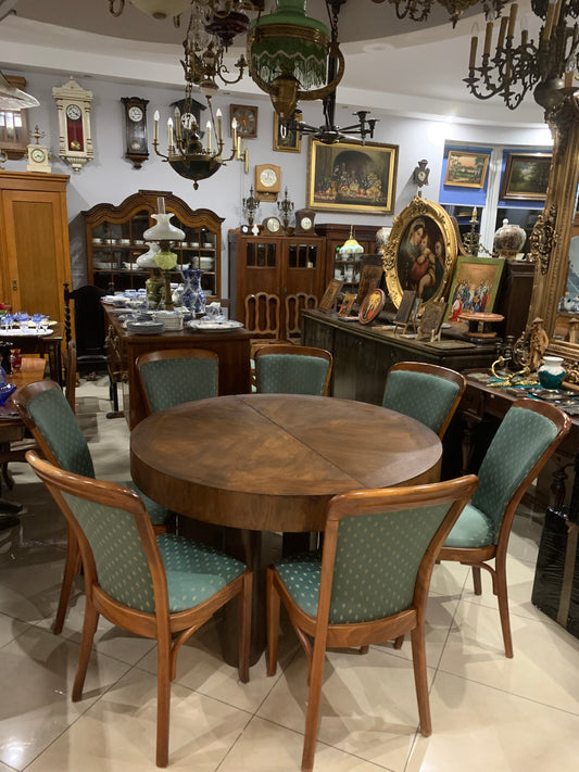 Solidny stół rozkładany art deco lata 30-e