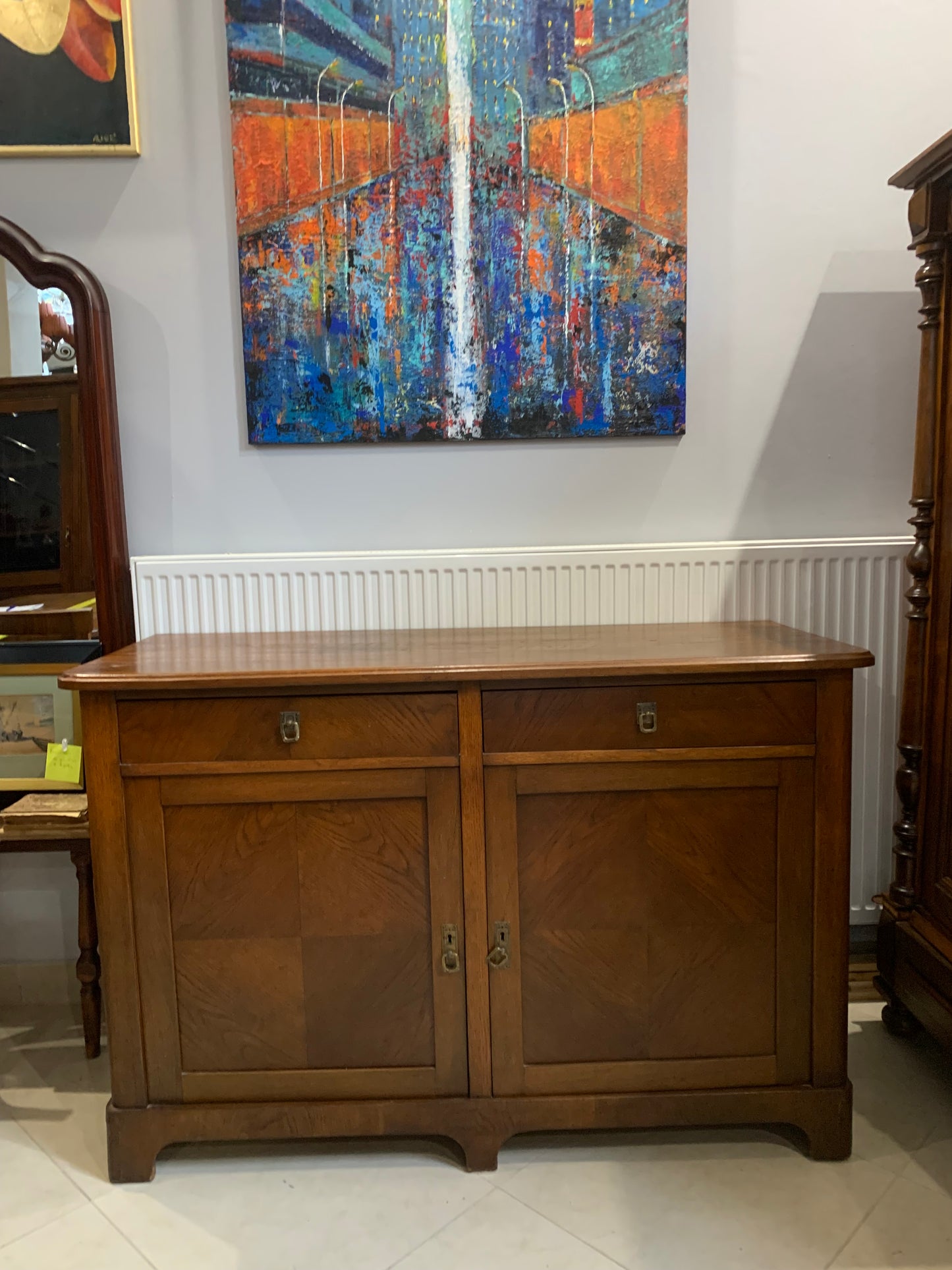 Komoda  dębowa "szachownica"