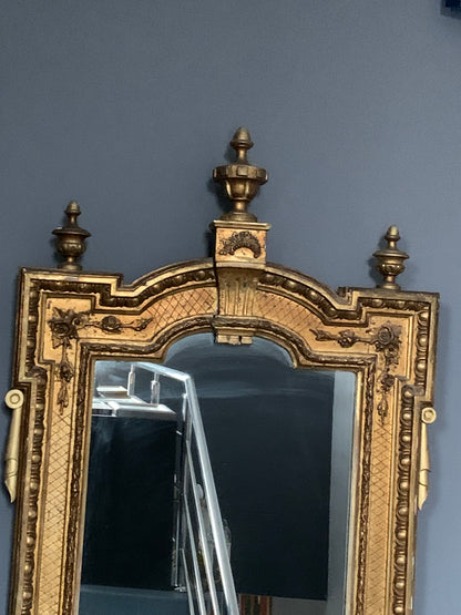 Lustro Ludwik XVI, neoklasycyzm Francja, rzeźbiona rama, złocenia k. XVIII w.