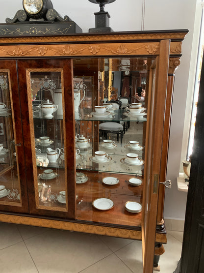 Walnut display cabinet in Empire style