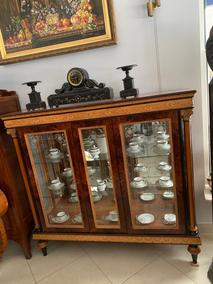 Walnut display cabinet in Empire style