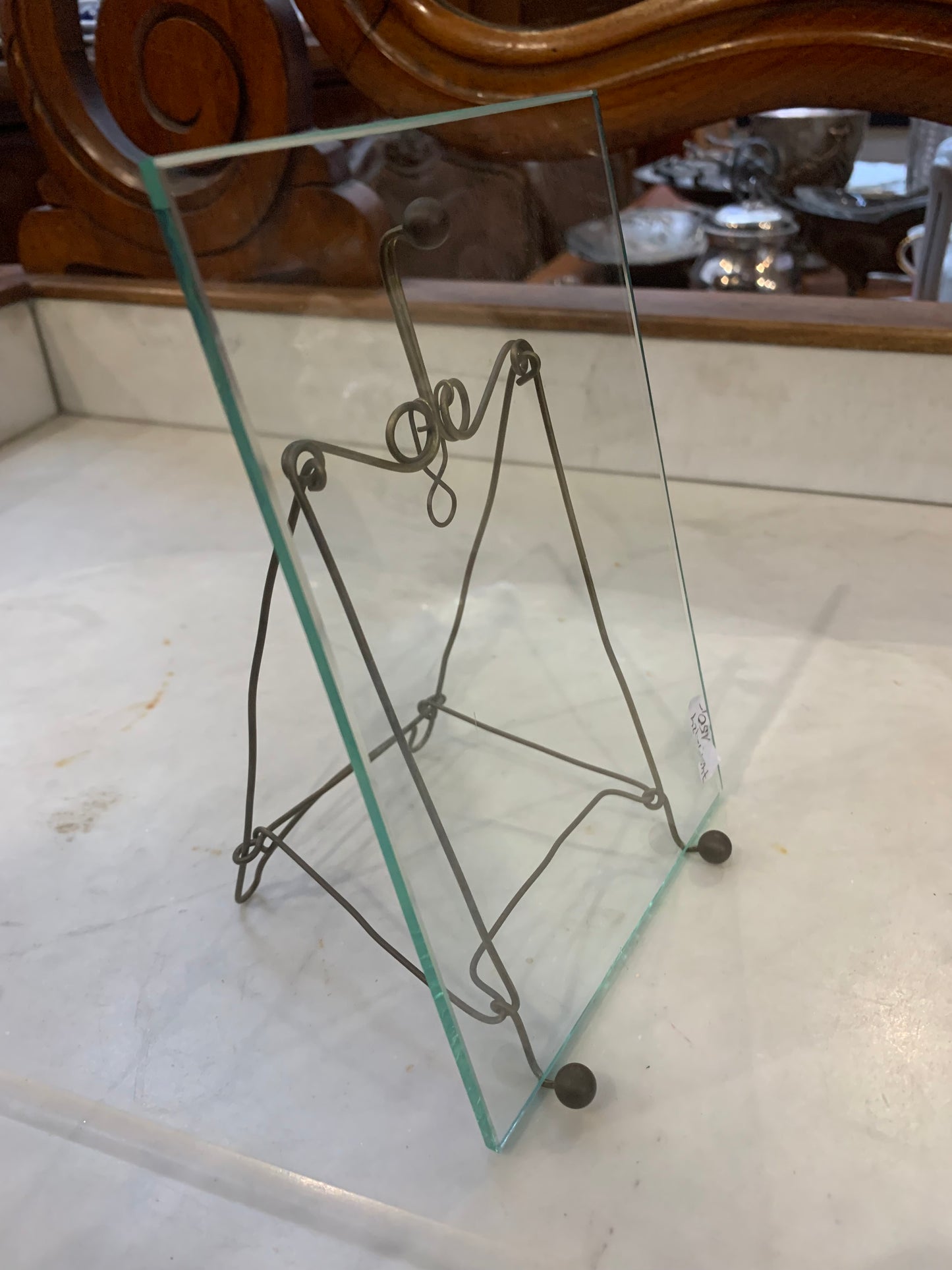 Ramka secesja, szybka fazowana, stojak druciany, lata 20-te XX wieku