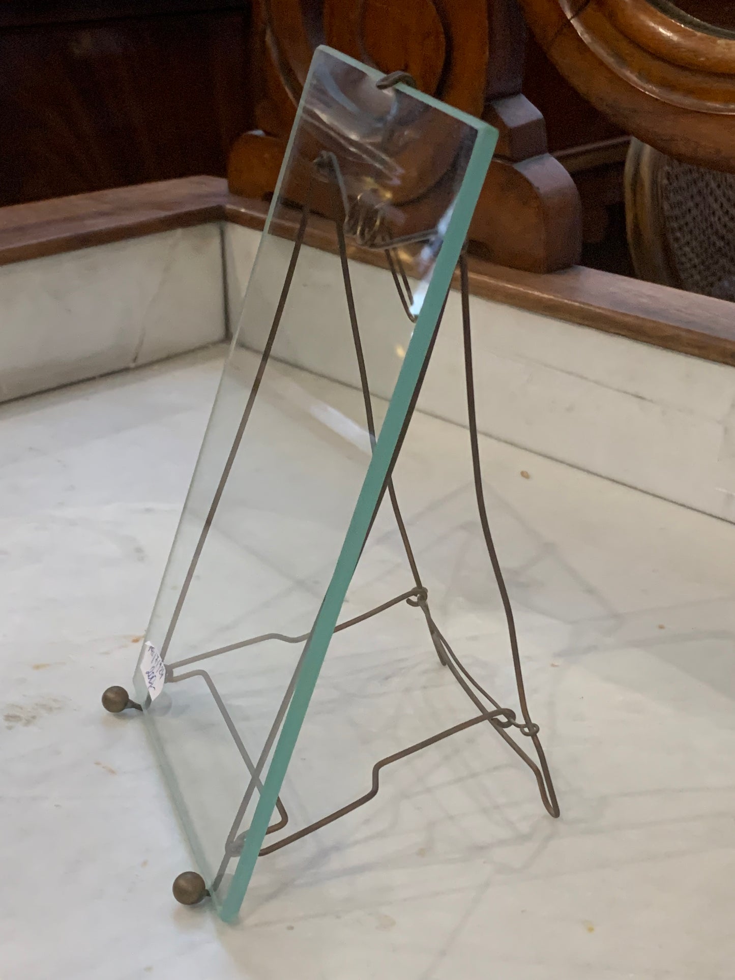 Ramka secesja, szybka fazowana, stojak druciany, lata 20-te XX wieku