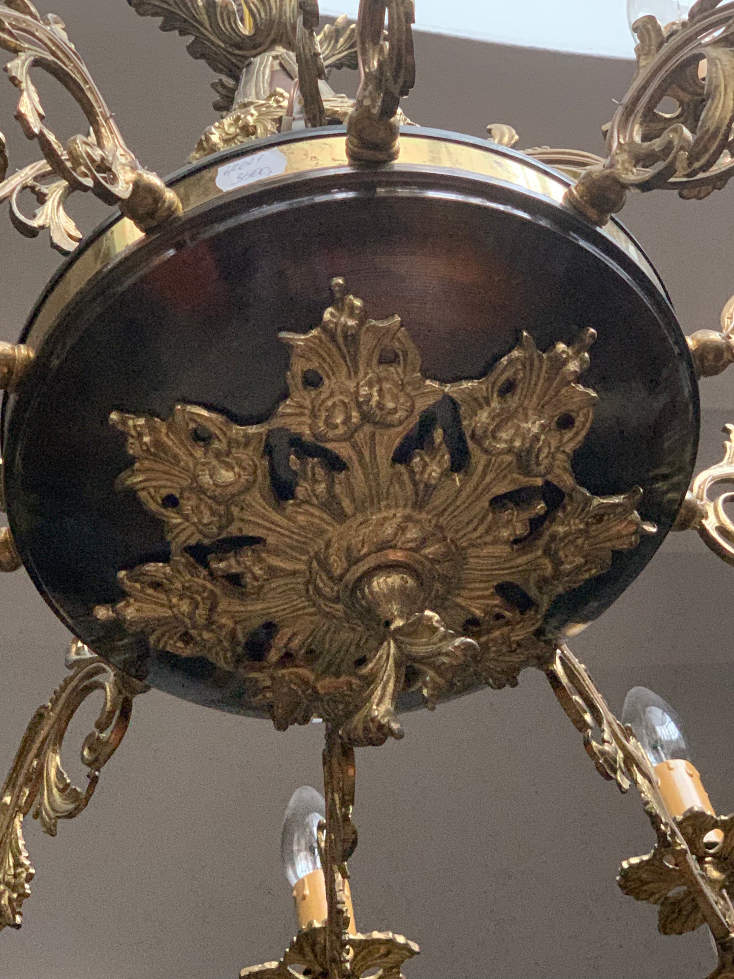 Żyrandol mosiężny  15-ramienny, lata 70-e