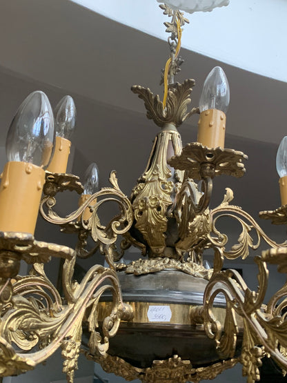 Żyrandol mosiężny  15-ramienny, lata 70-e