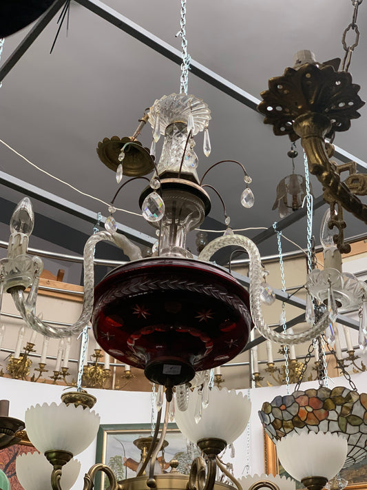 Żyrandol secesyjny, kryształowy, pocz. XX wieku