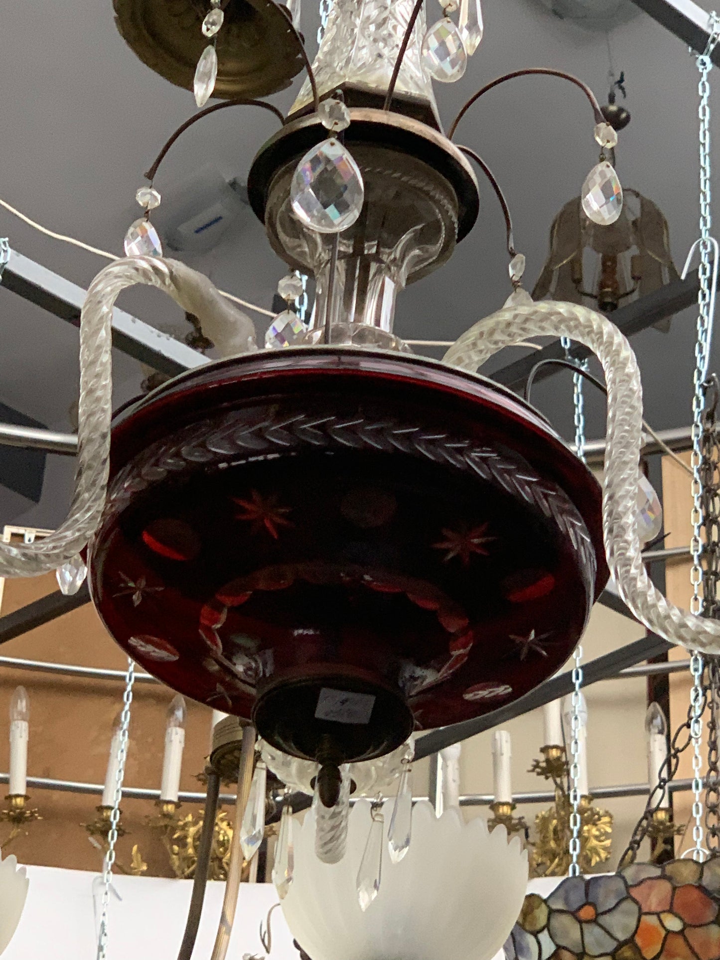 Żyrandol secesyjny, kryształowy, pocz. XX wieku