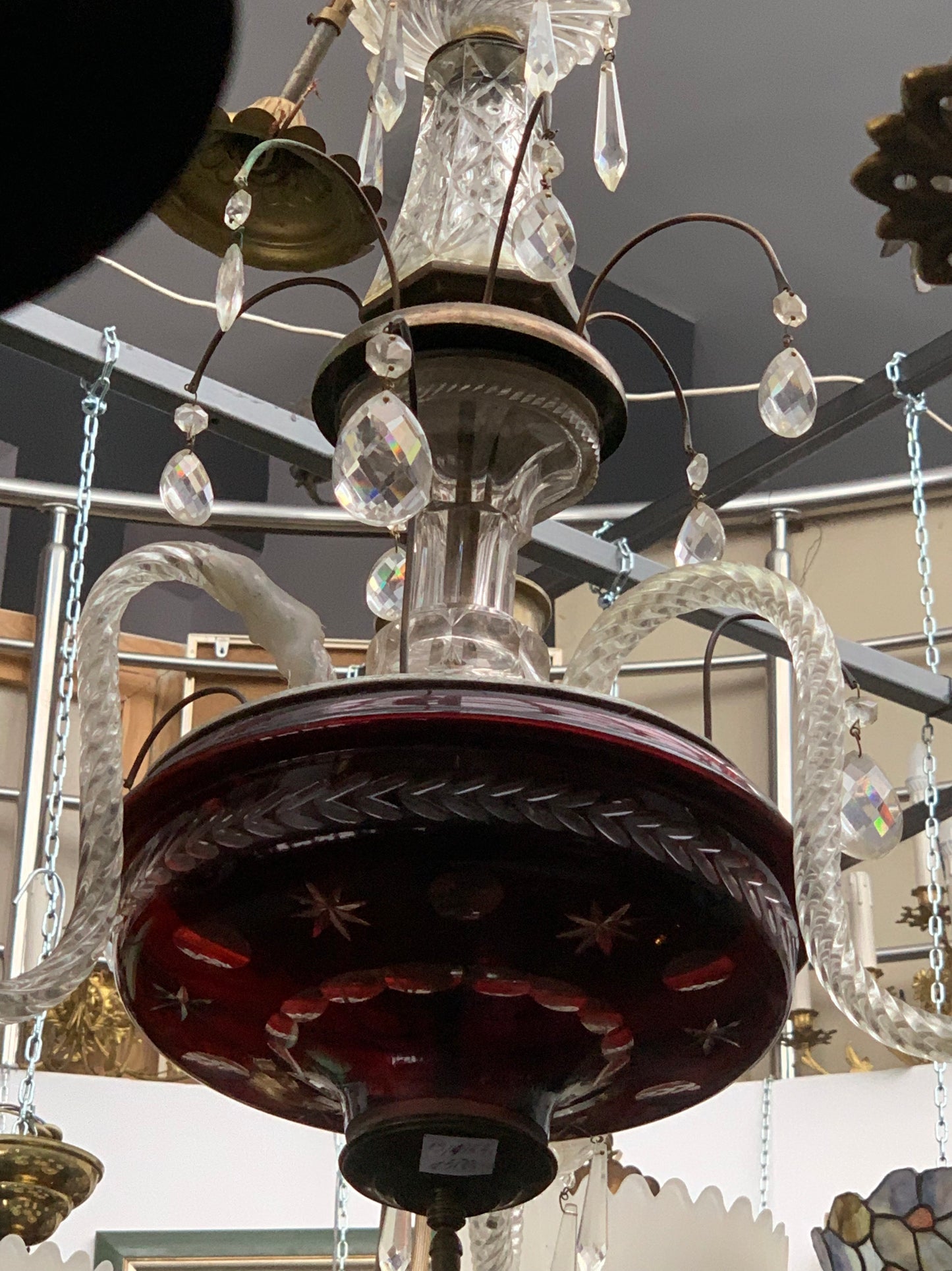 Żyrandol secesyjny, kryształowy, pocz. XX wieku