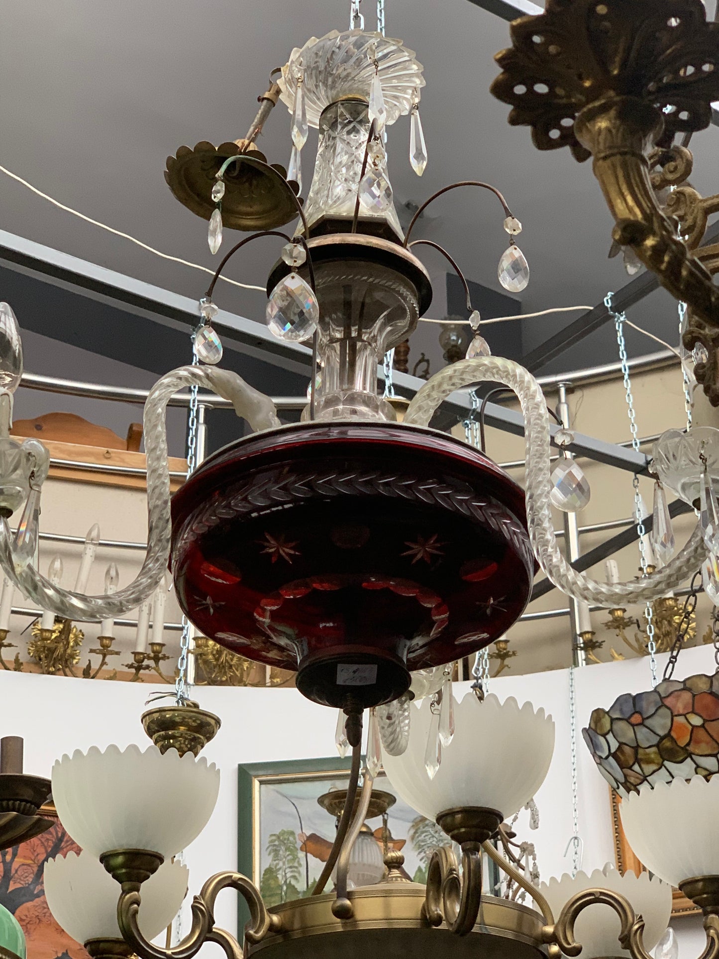 Żyrandol secesyjny, kryształowy, pocz. XX wieku