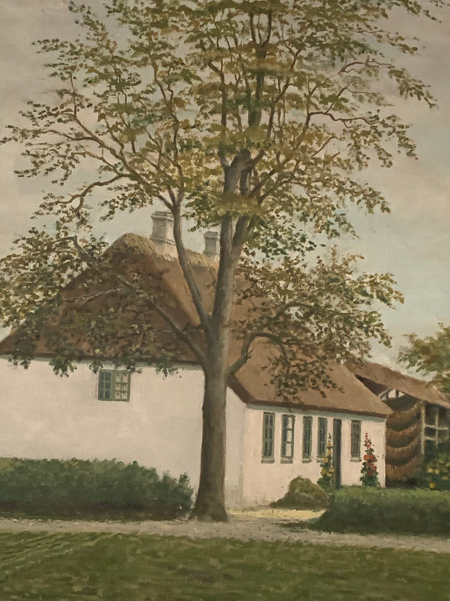 Obraz pejzaż "Wiejski dworek", sygnowany C. J. 1938