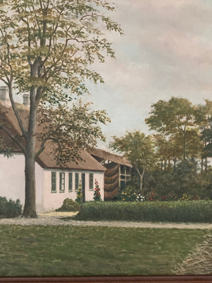 Obraz pejzaż "Wiejski dworek", sygnowany C. J. 1938