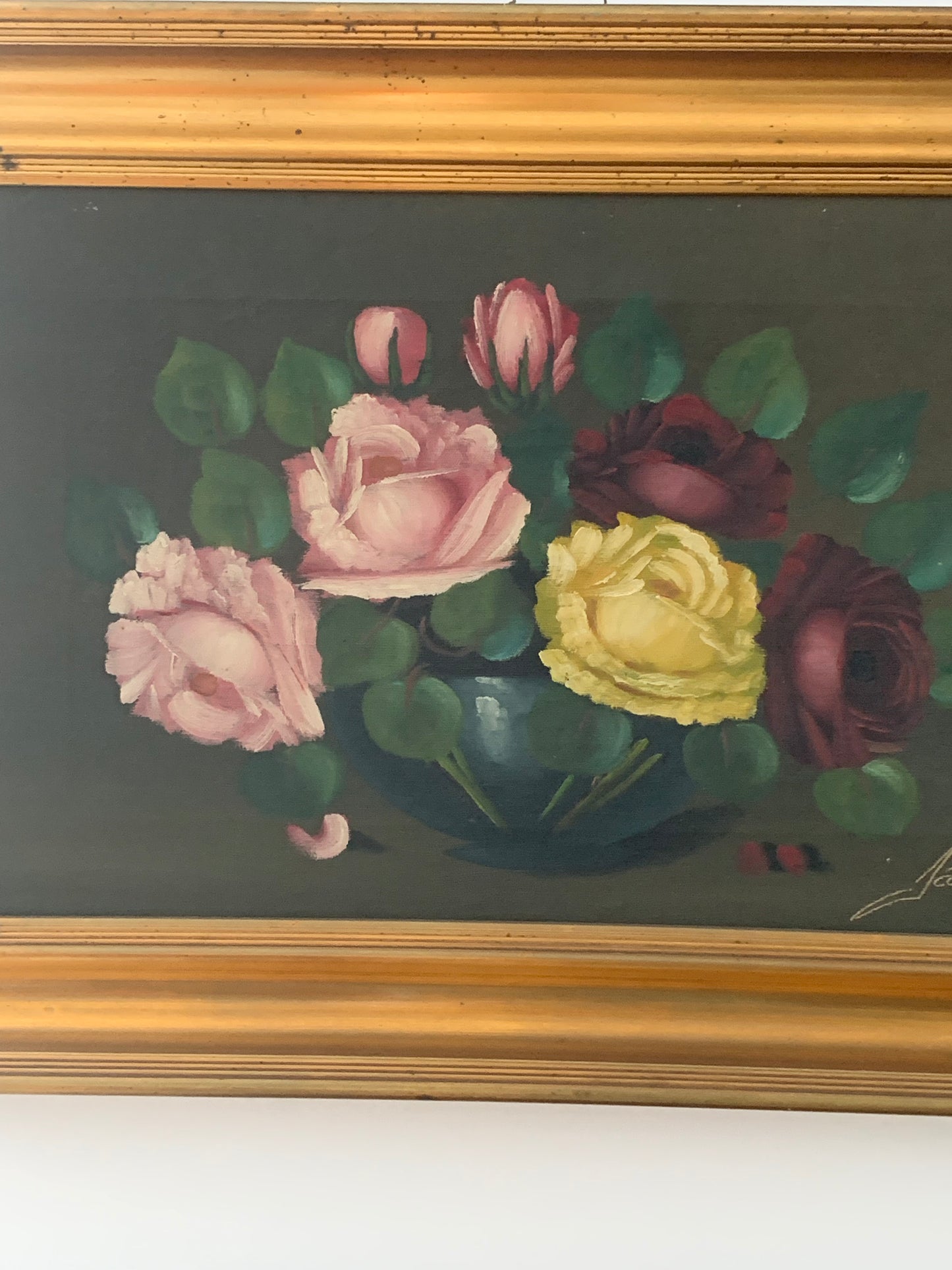 Obraz kwiaty, olej na płótnie, sygnowany