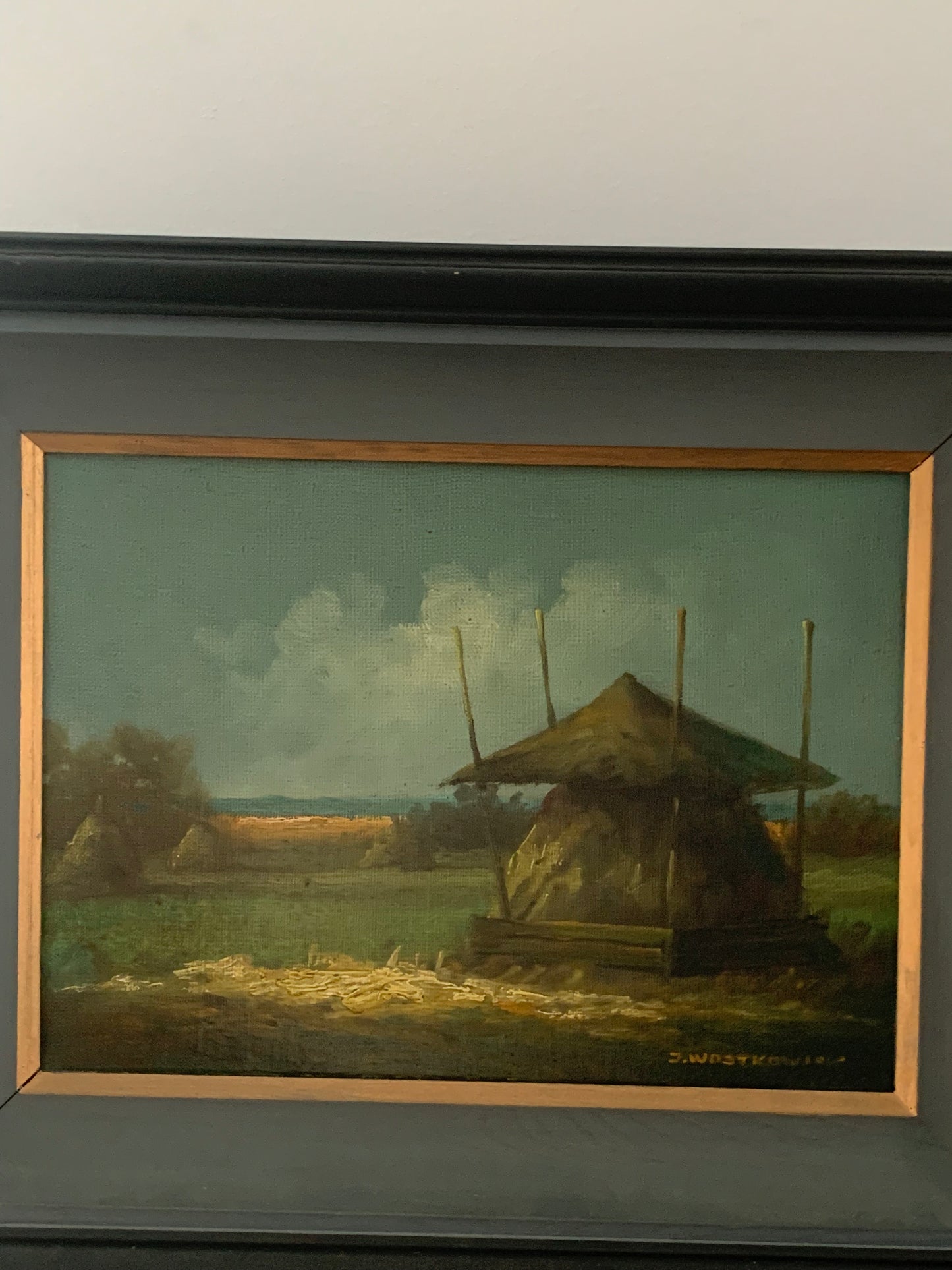 Obraz, pejzaż "Stóg siana" J. Wojtkowiak