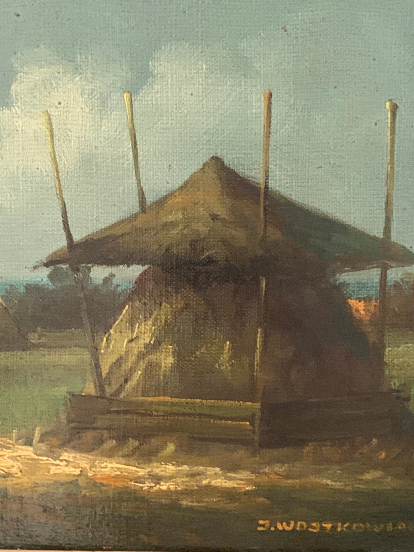 Obraz, pejzaż "Stóg siana" J. Wojtkowiak