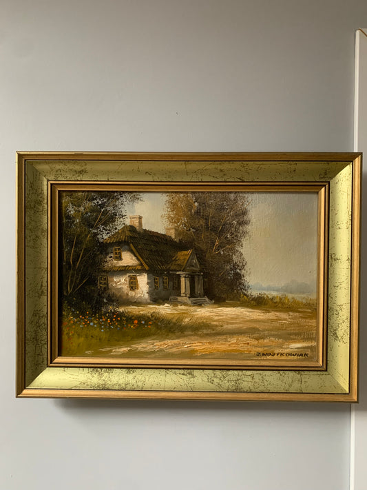 Obraz J. Wojtkowiak (ur. 1952 Łódź) pejzaż "Wiejski dworek"