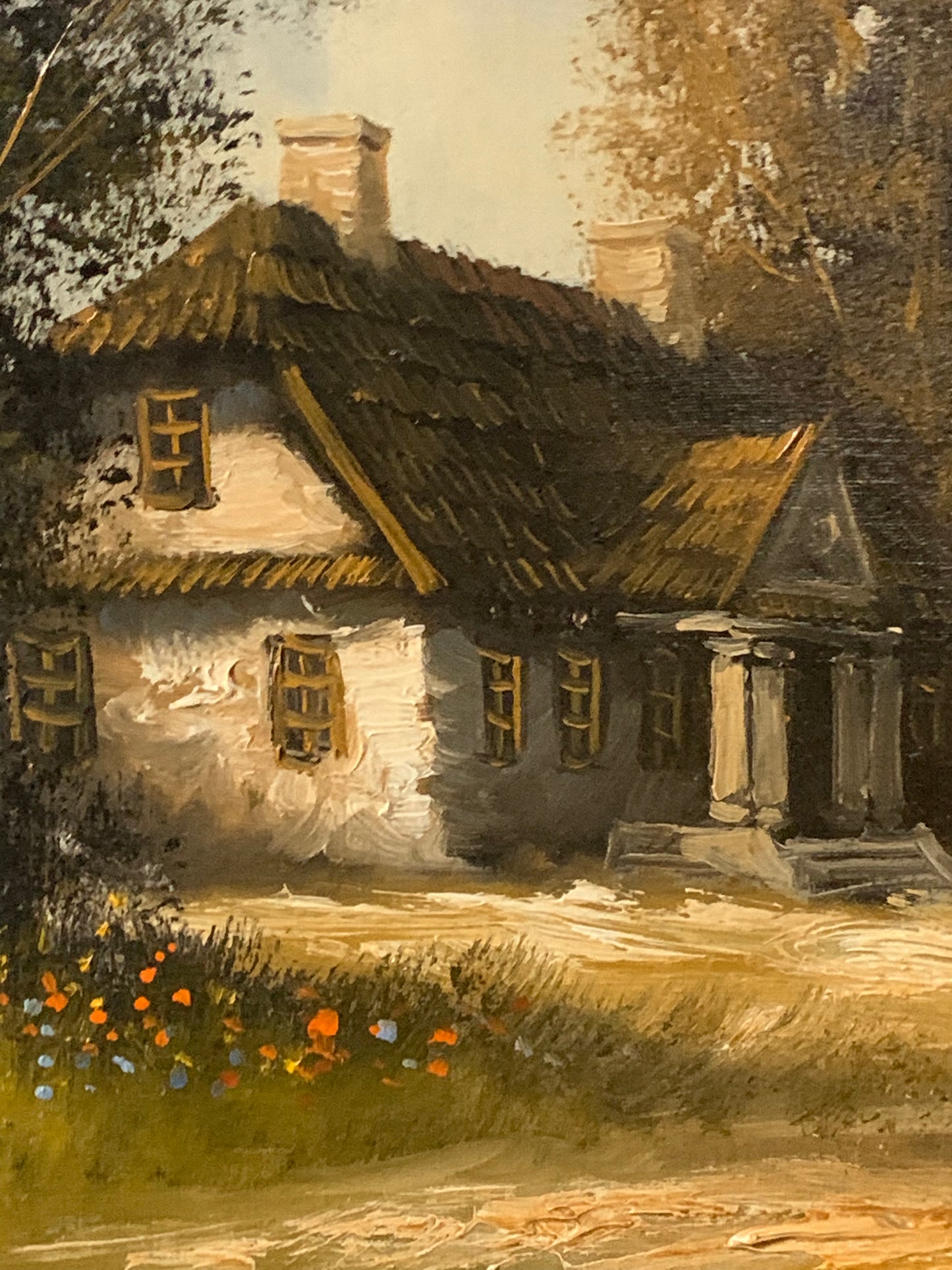 Obraz J. Wojtkowiak (ur. 1952 Łódź) pejzaż "Wiejski dworek"