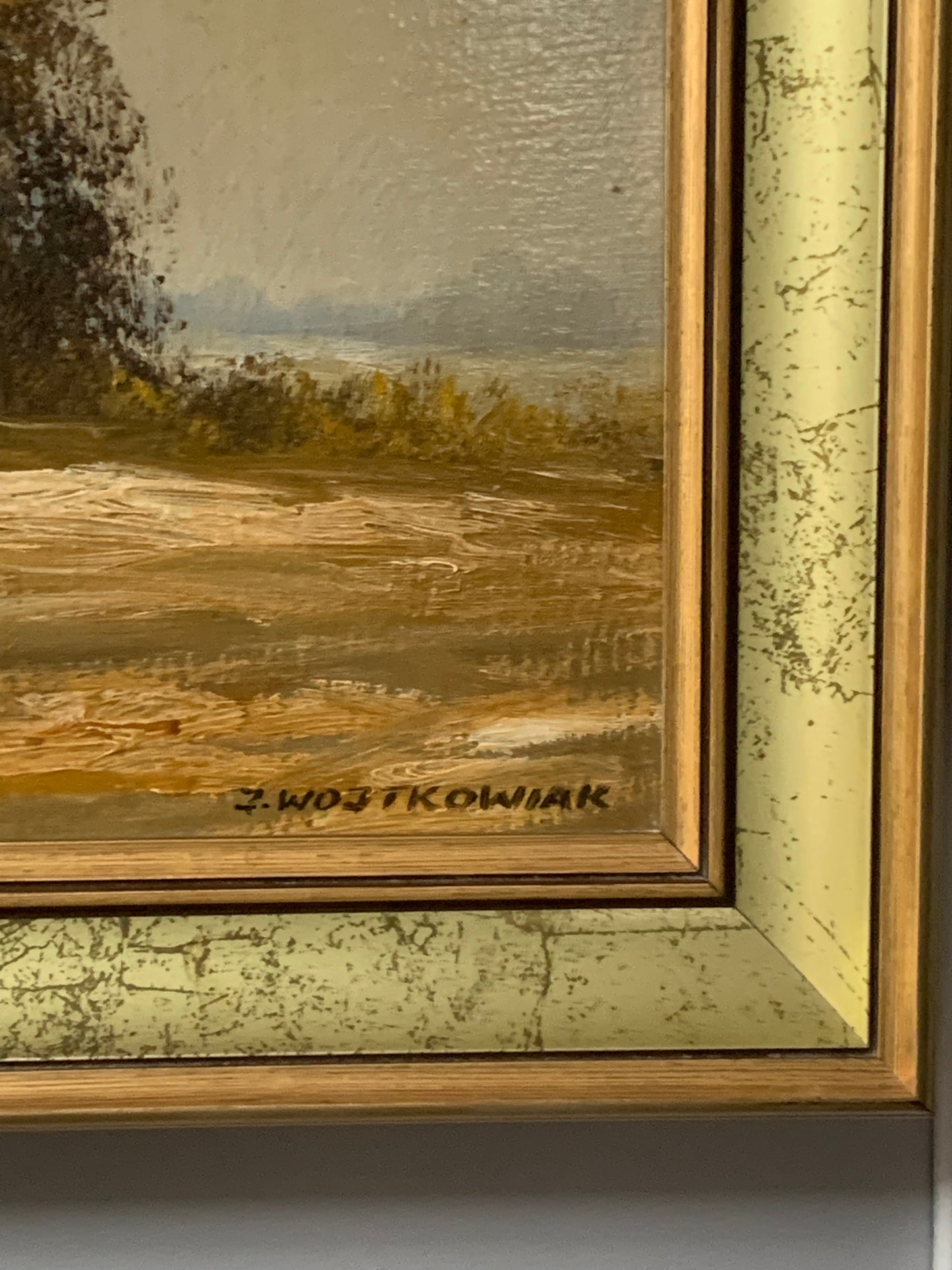 Obraz J. Wojtkowiak (ur. 1952 Łódź) pejzaż "Wiejski dworek"