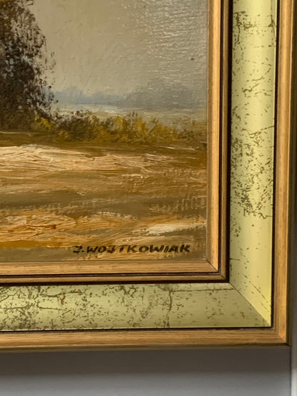 Obraz J. Wojtkowiak (ur. 1952 Łódź) pejzaż "Wiejski dworek"