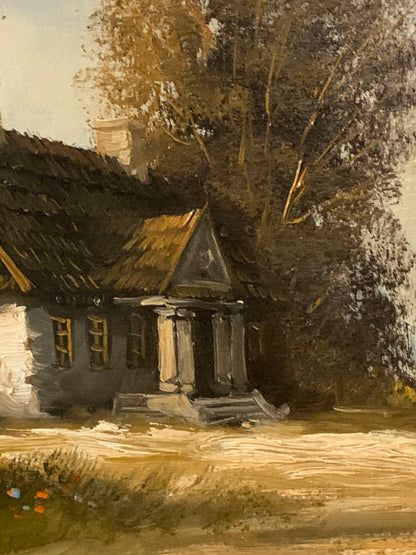 Obraz J. Wojtkowiak (ur. 1952 Łódź) pejzaż "Wiejski dworek"