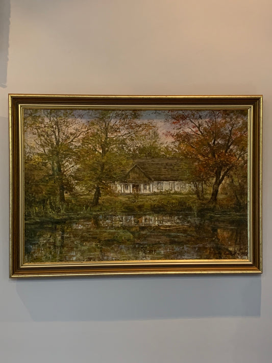 Obraz J. Zgorzałek "Dworek szlachecki nad stawem" 1988 r.