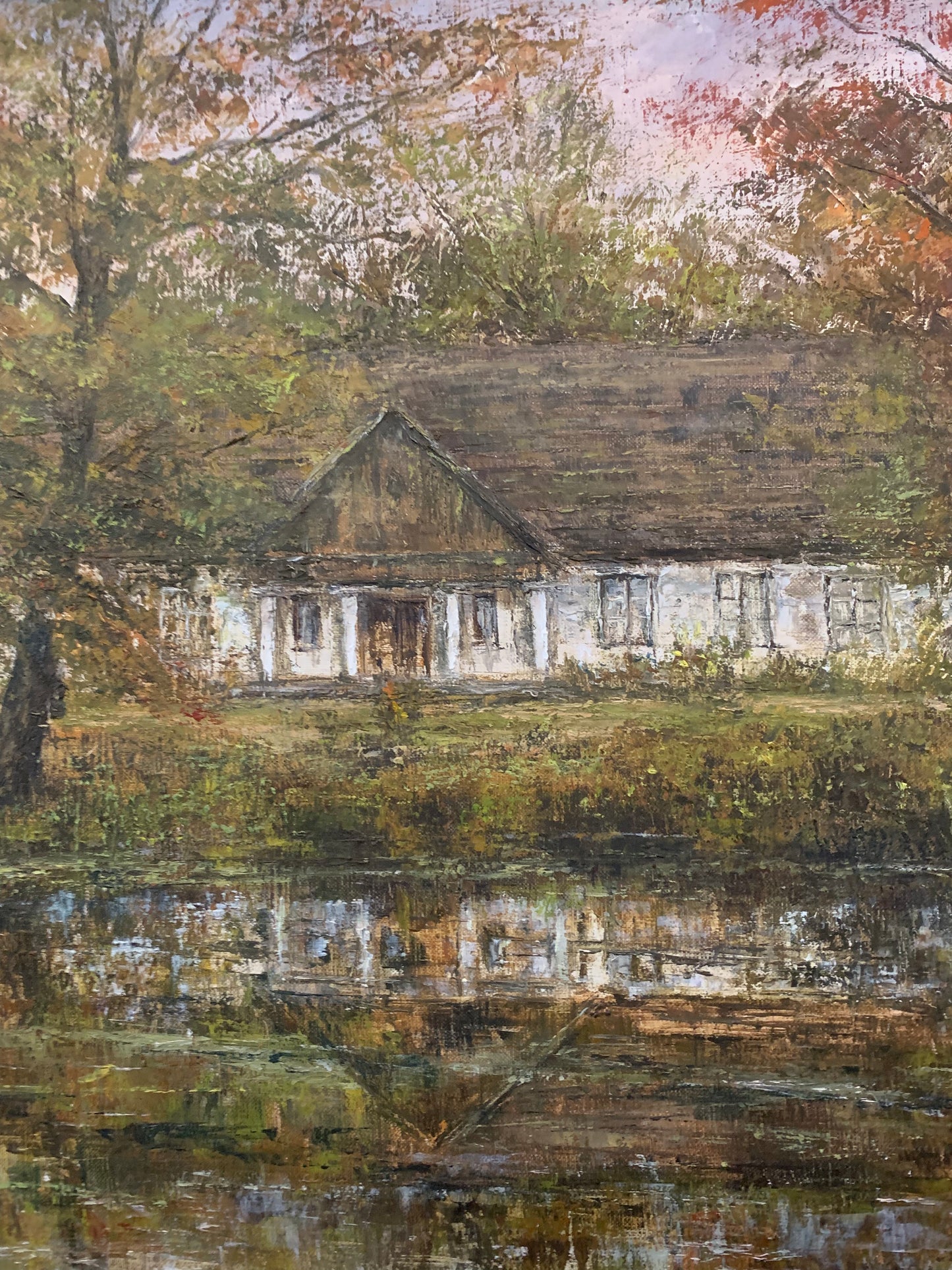 Obraz J. Zgorzałek "Dworek szlachecki nad stawem" 1988 r.