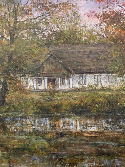 Obraz J. Zgorzałek "Dworek szlachecki nad stawem" 1988 r.