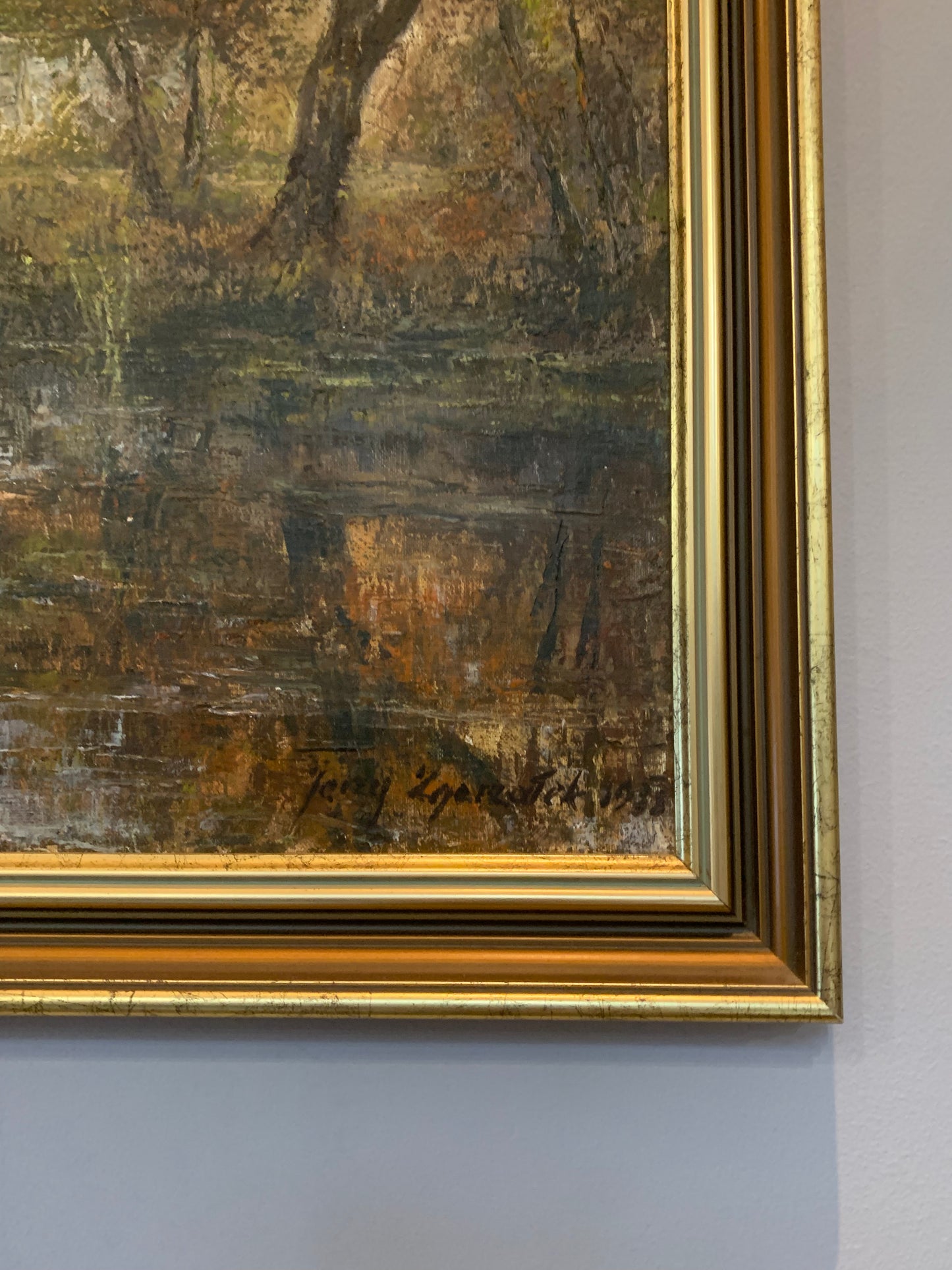 Obraz J. Zgorzałek "Dworek szlachecki nad stawem" 1988 r.