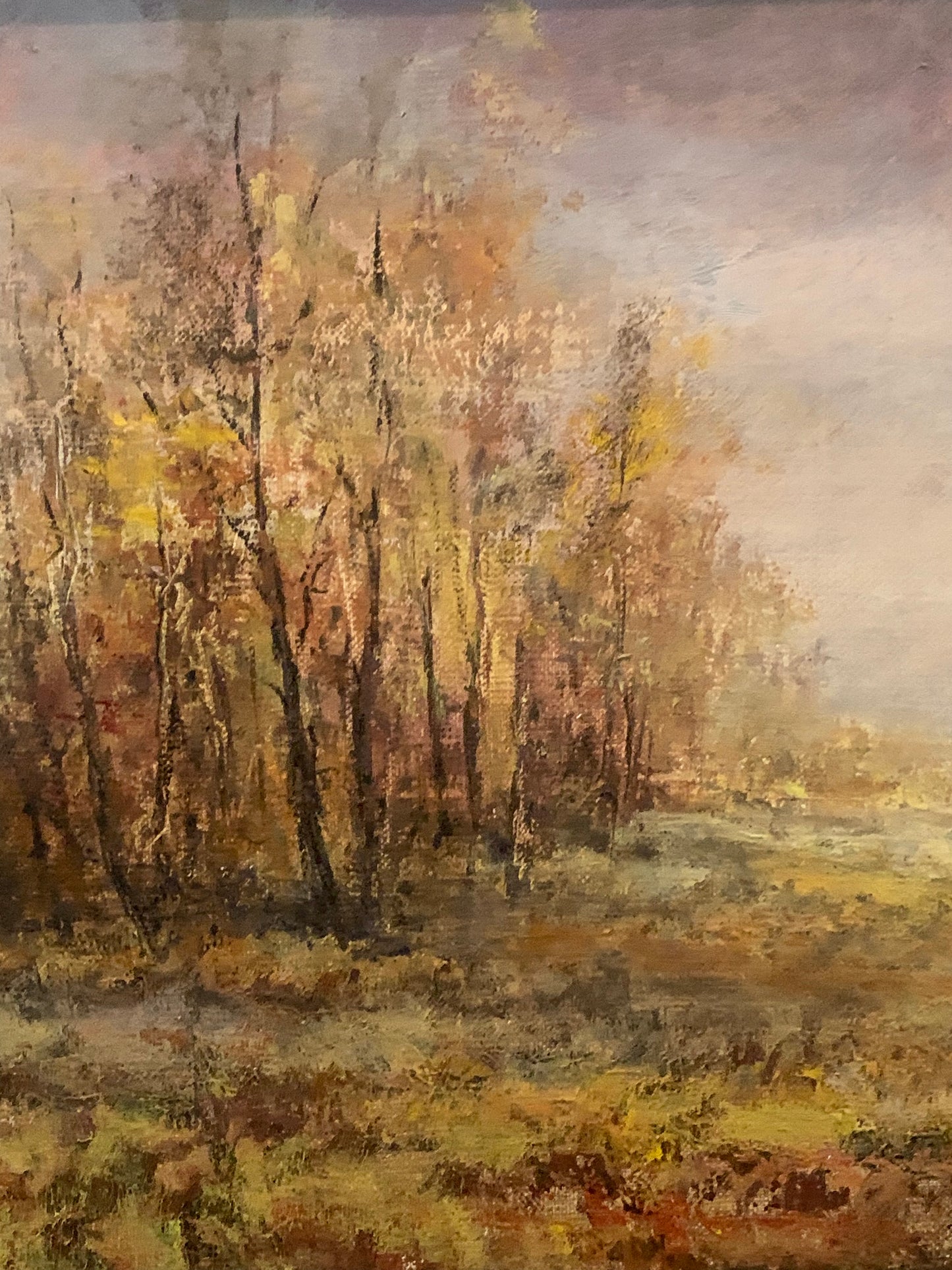 Obraz J. Zgorzałek "Jesień - polana otoczona młodym laskiem" 1988 r.