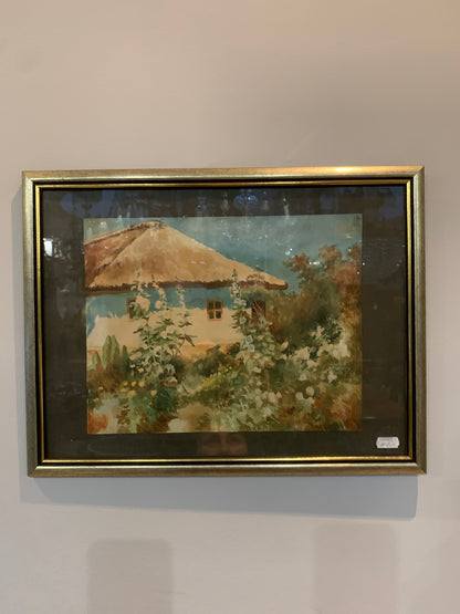 Obraz akwarela wiejska chata