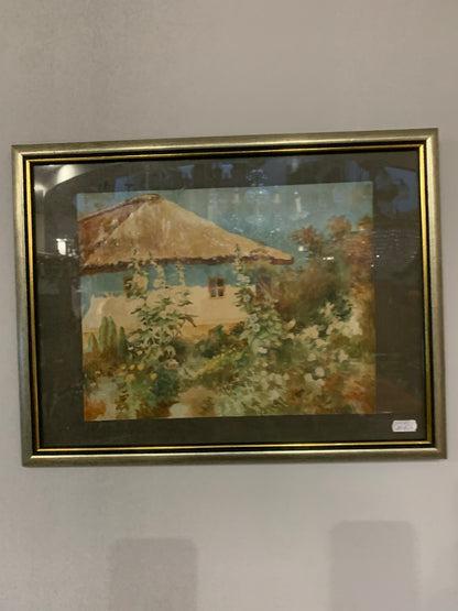 Obraz akwarela wiejska chata