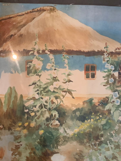 Obraz akwarela wiejska chata