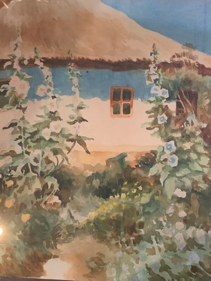 Obraz akwarela wiejska chata