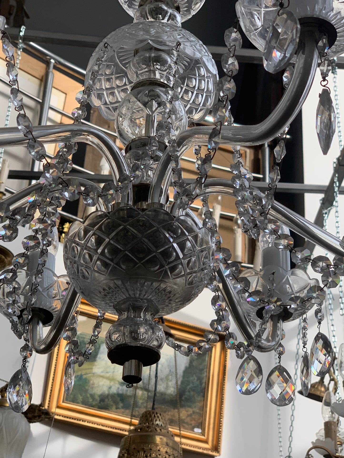 6-arm crystal chandelier, NEW