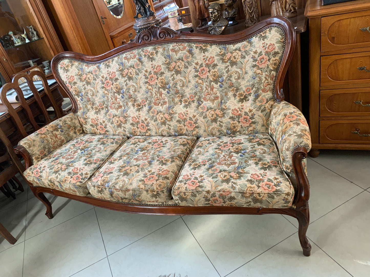 Sofa 3-osobowa Ludwik Filip, mahoniowa
